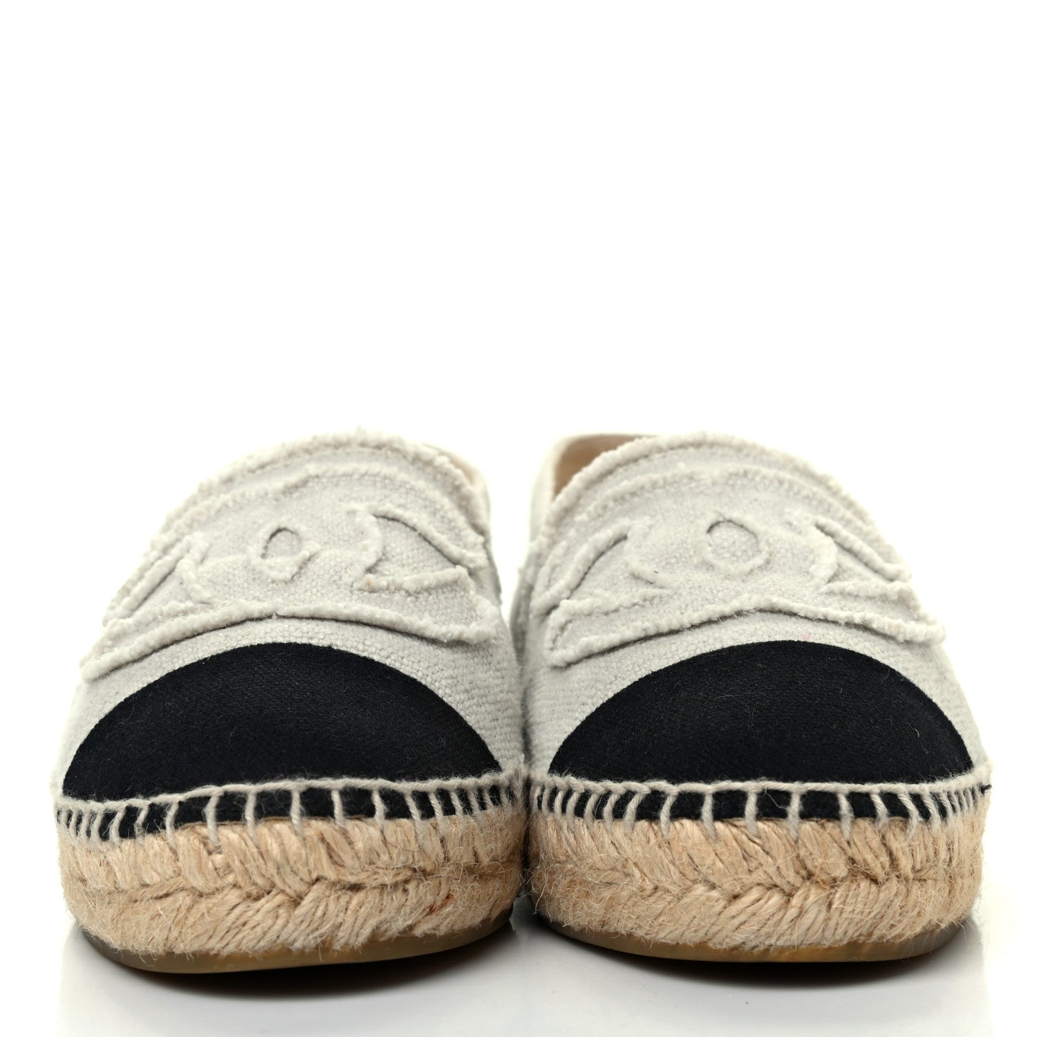 Chanel Linen CC Espadrilles 38 Beige Black 2 of 14