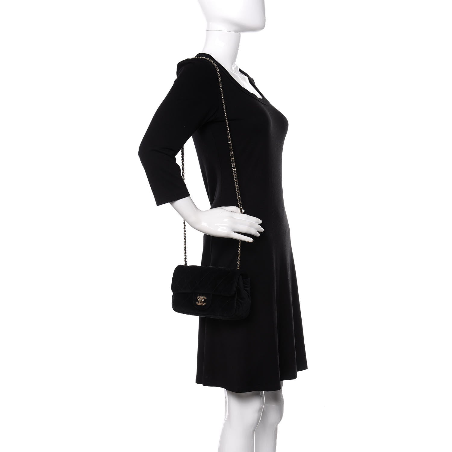 Chanel Velvet Quilted Mini Rectangular Pearl Crush Flap Black 2 of 10