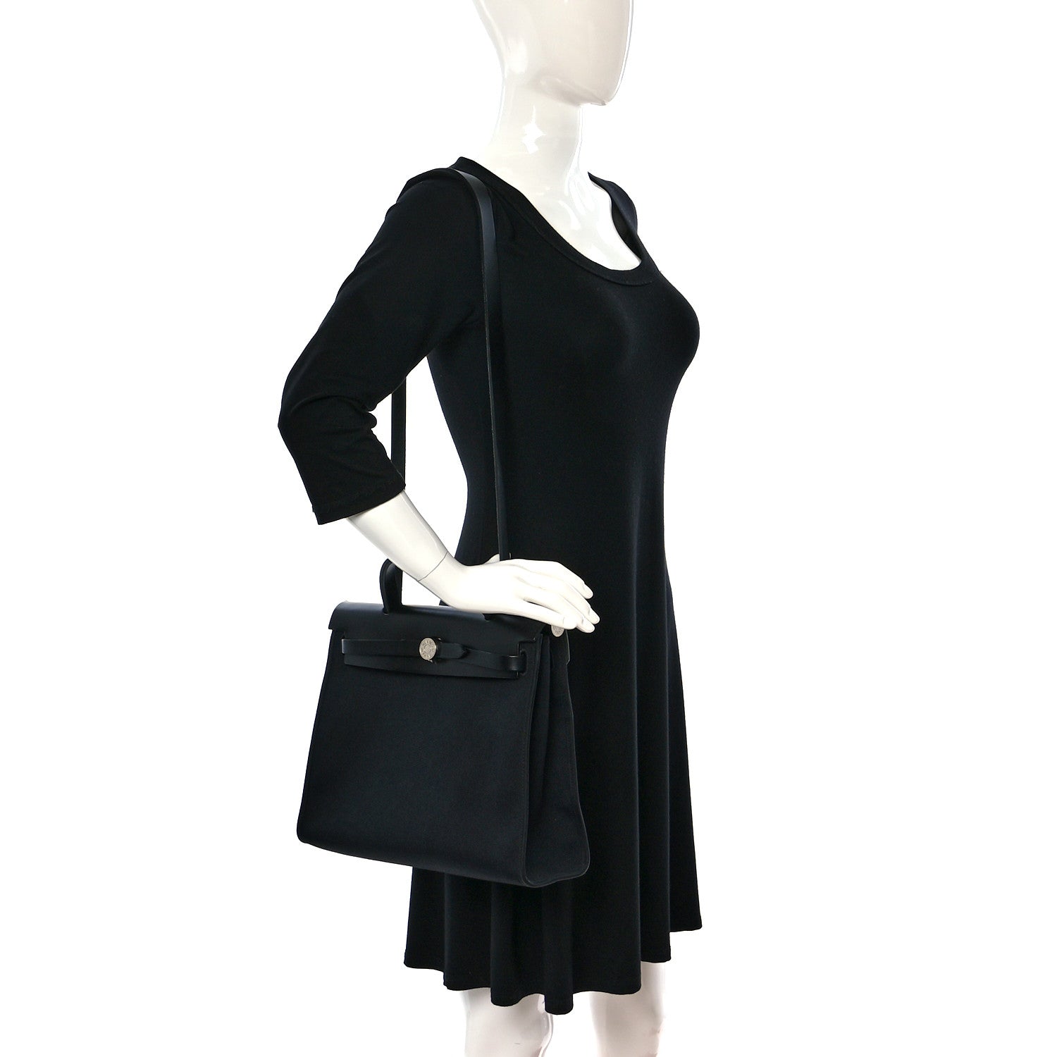 Hermes Military Toile Vache Hunter Herbag Zip PM 31 Black 2 of 8