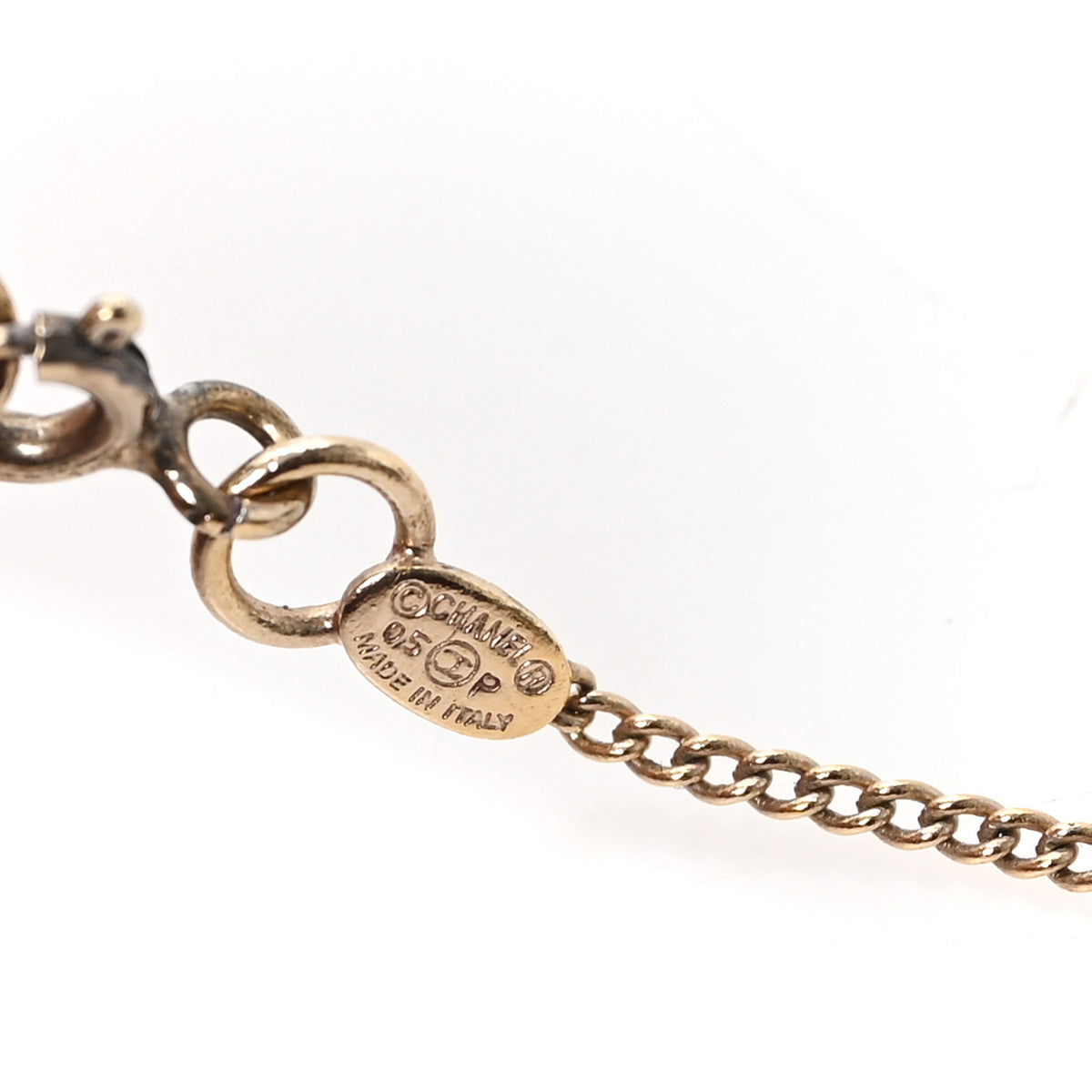 Enamel Heart CC Charm Necklace Gold
