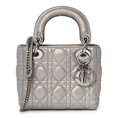 Christian Dior Metallic Lambskin Cannage Mini Lady Dior Silver 1 of 9
