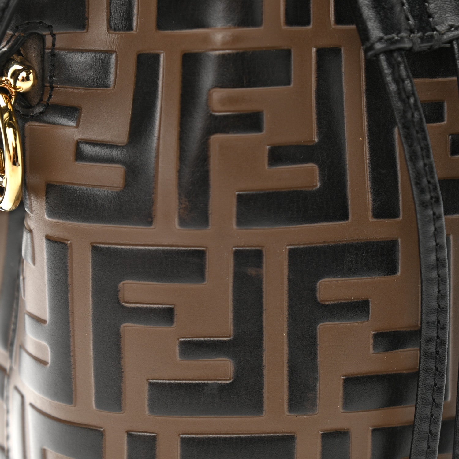 Fendi Vitello Liberty F is Fendi Bi-Color FF 1974 Embossed Mini Mon Tresor Bucket Bag Maya Black 12 of 14
