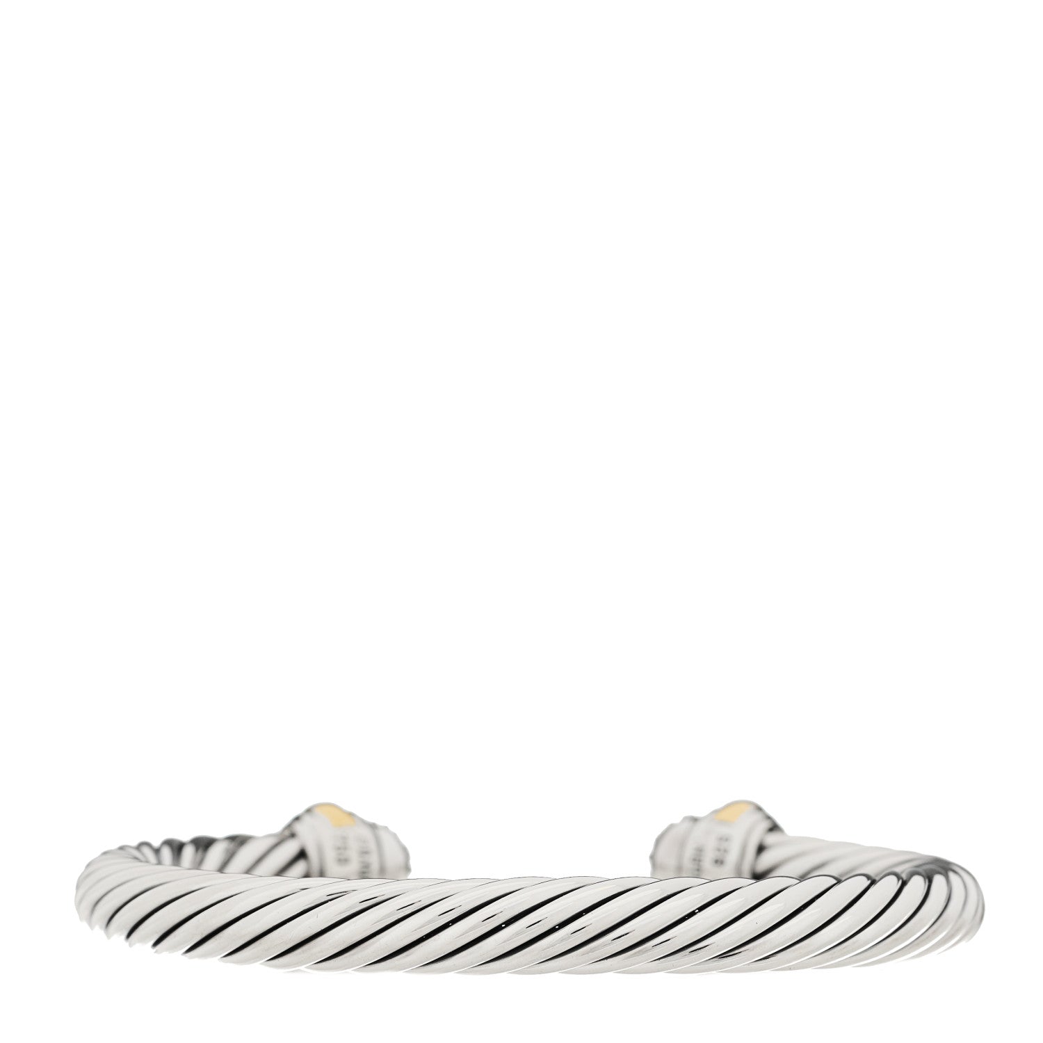 David Yurman Sterling Silver 18K Yellow Gold Diamond Pave 7mm Cable Classics Bracelet 2 of 3