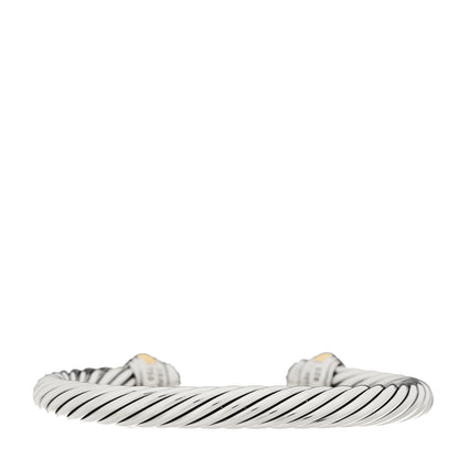 David Yurman Sterling Silver 18K Yellow Gold Diamond Pave 7mm Cable Classics Bracelet 2 of 3