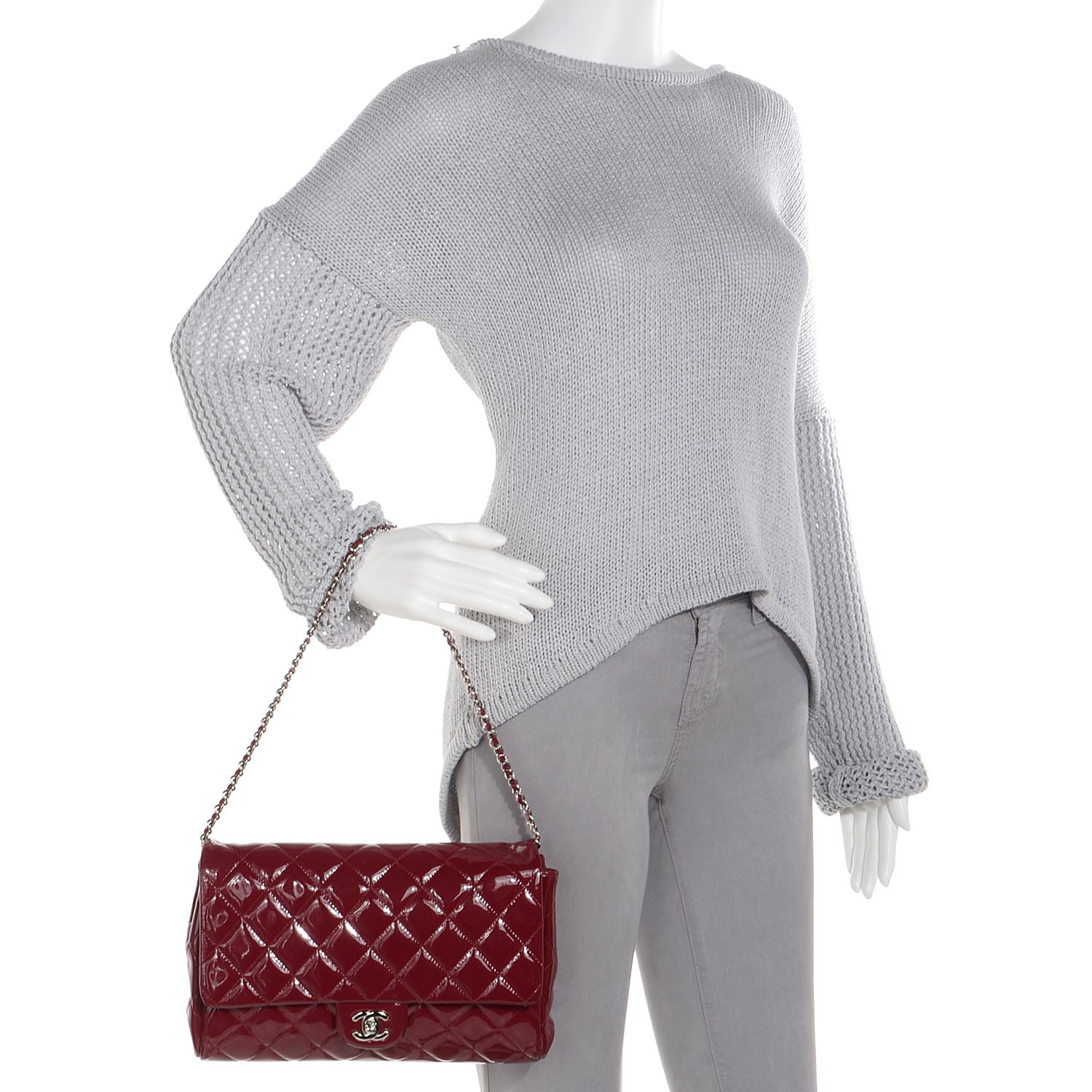 Chanel Patent Quilted Clutch Flap Red 2 of 8