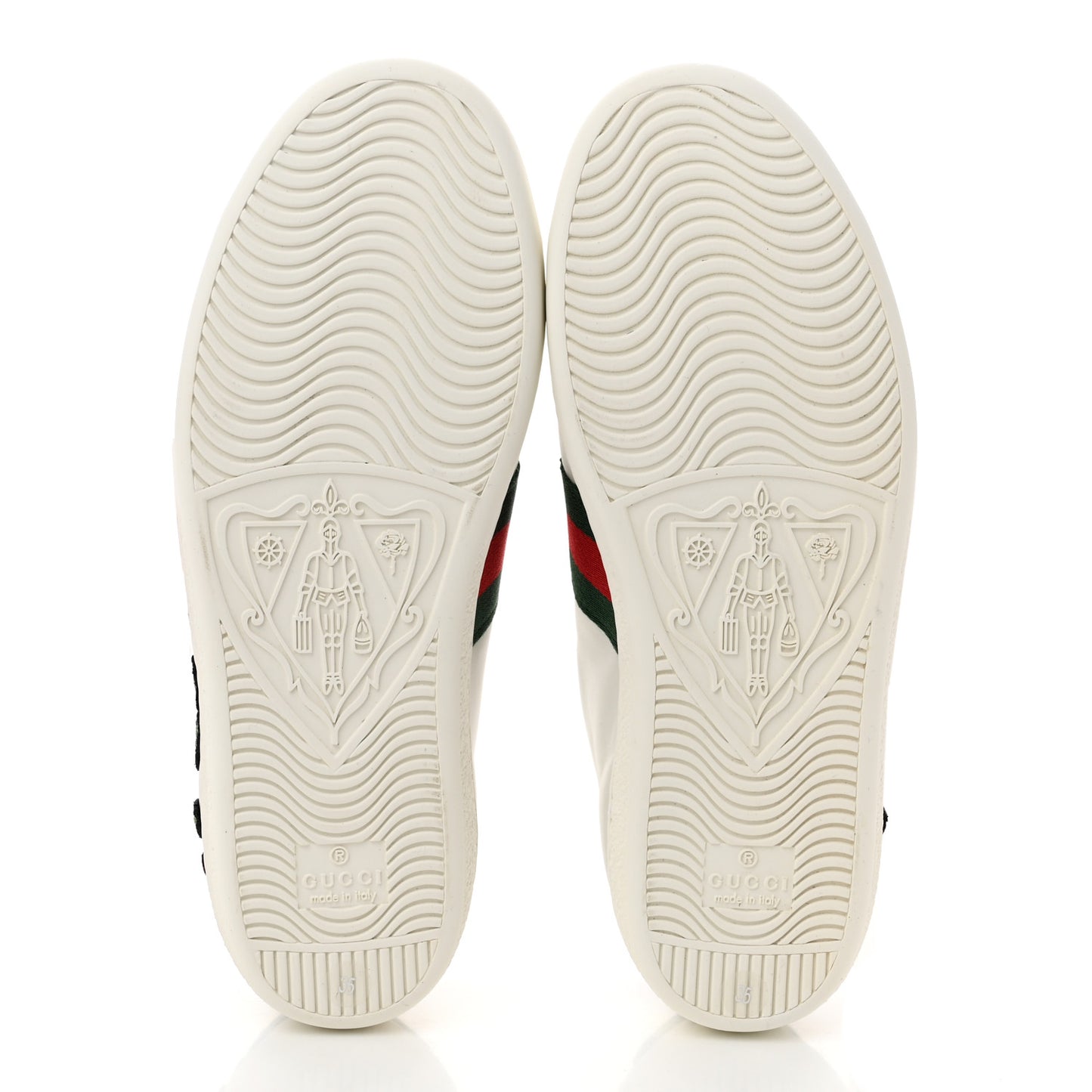 Calfskin Web Floral Embroidered Womens Ace Sneakers 35 White