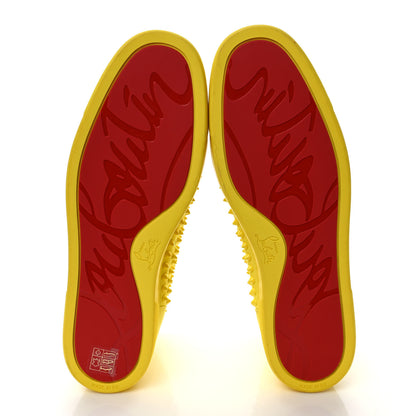Christian Louboutin Veau Velours Mens Louis Spikes Flat Sneakers 46 Yellow 5 of 9