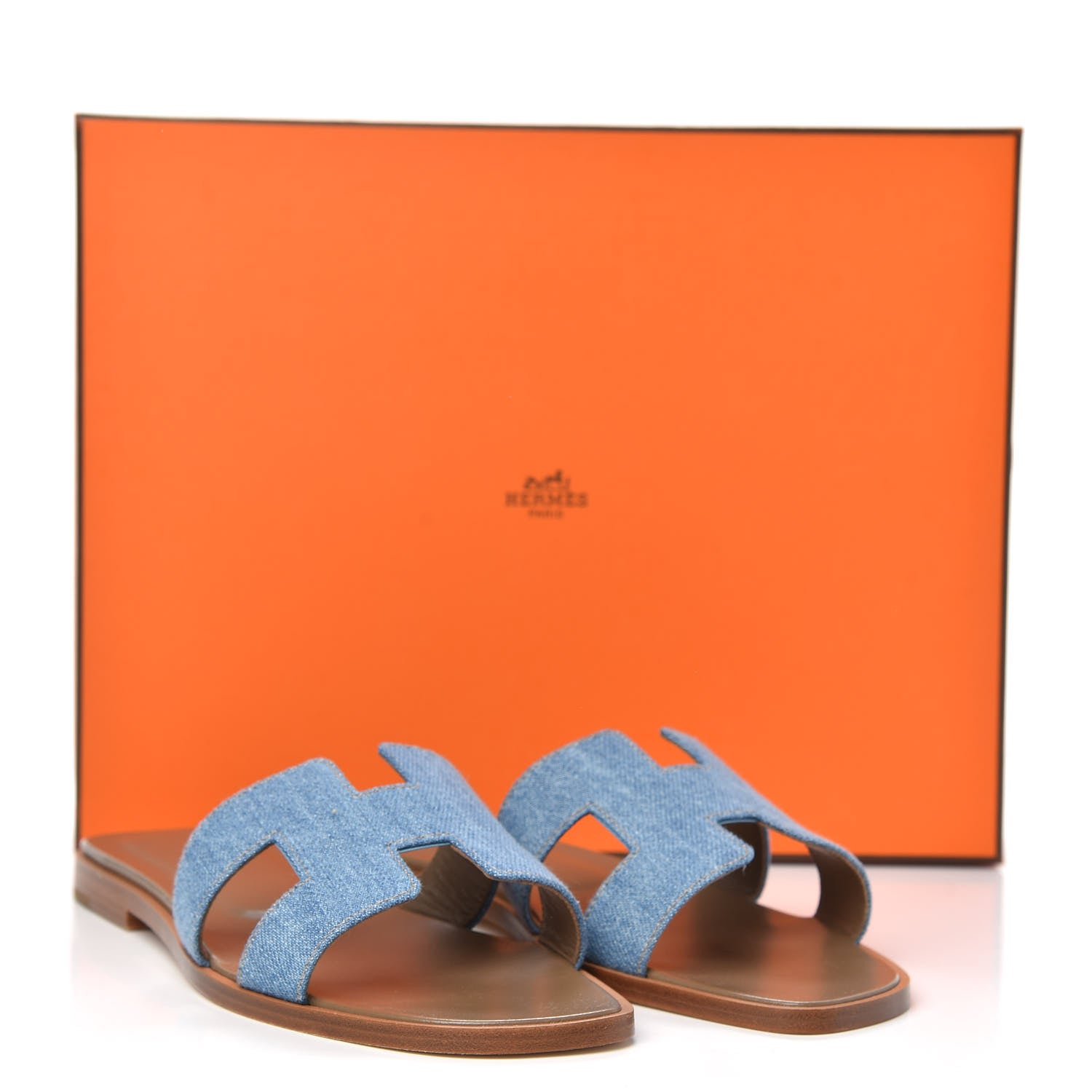 Hermes Denim Canvas Oran Sandals 37 Bleu Clair 9 of 9