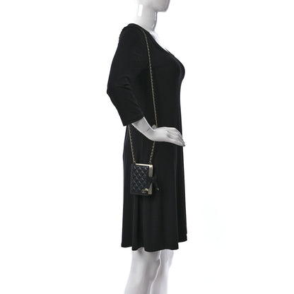 Chanel Lambskin Quilted Book Card Holder on Chain Black 3 of 16