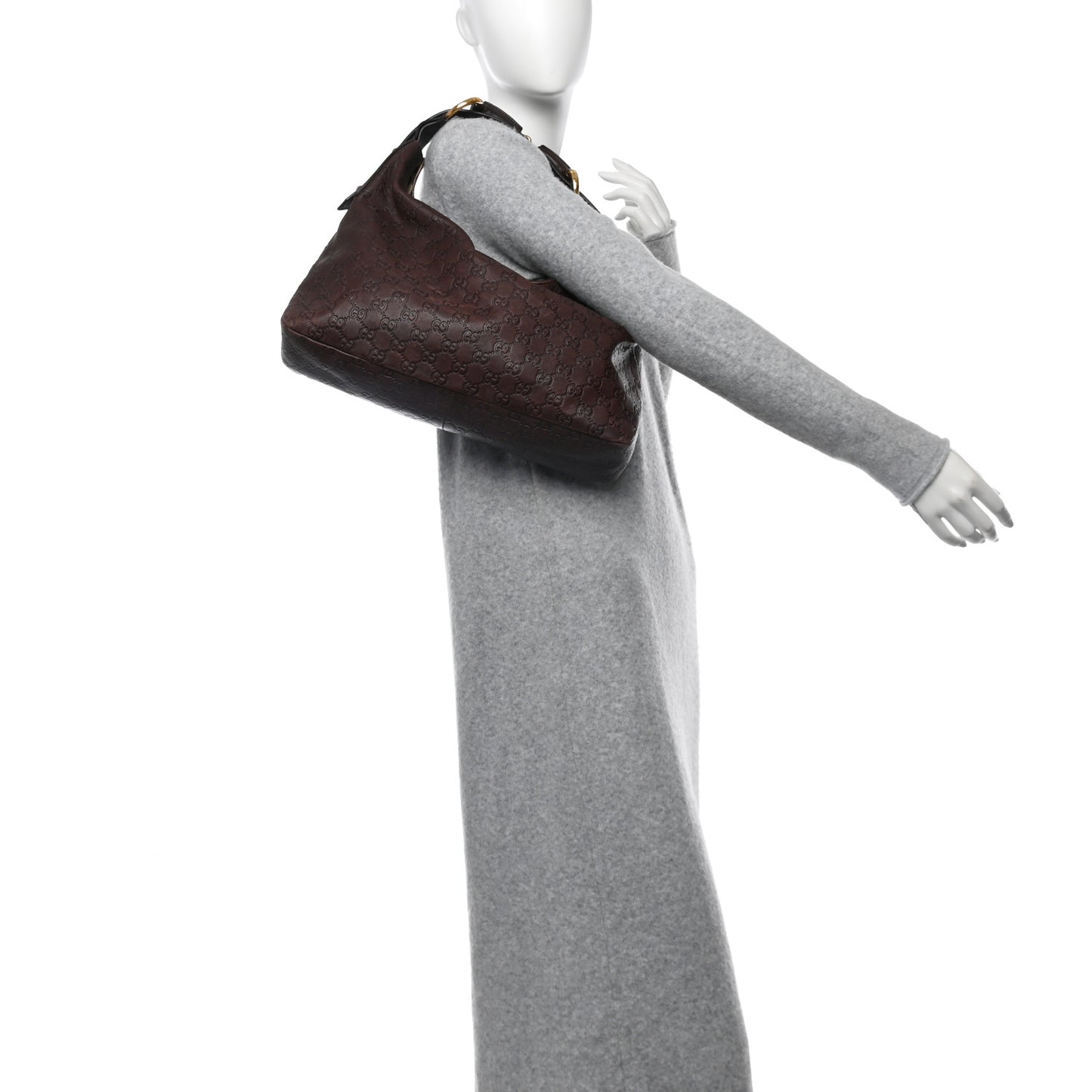 Guccissima Medium Horsebit Chain Hobo Dark Brown