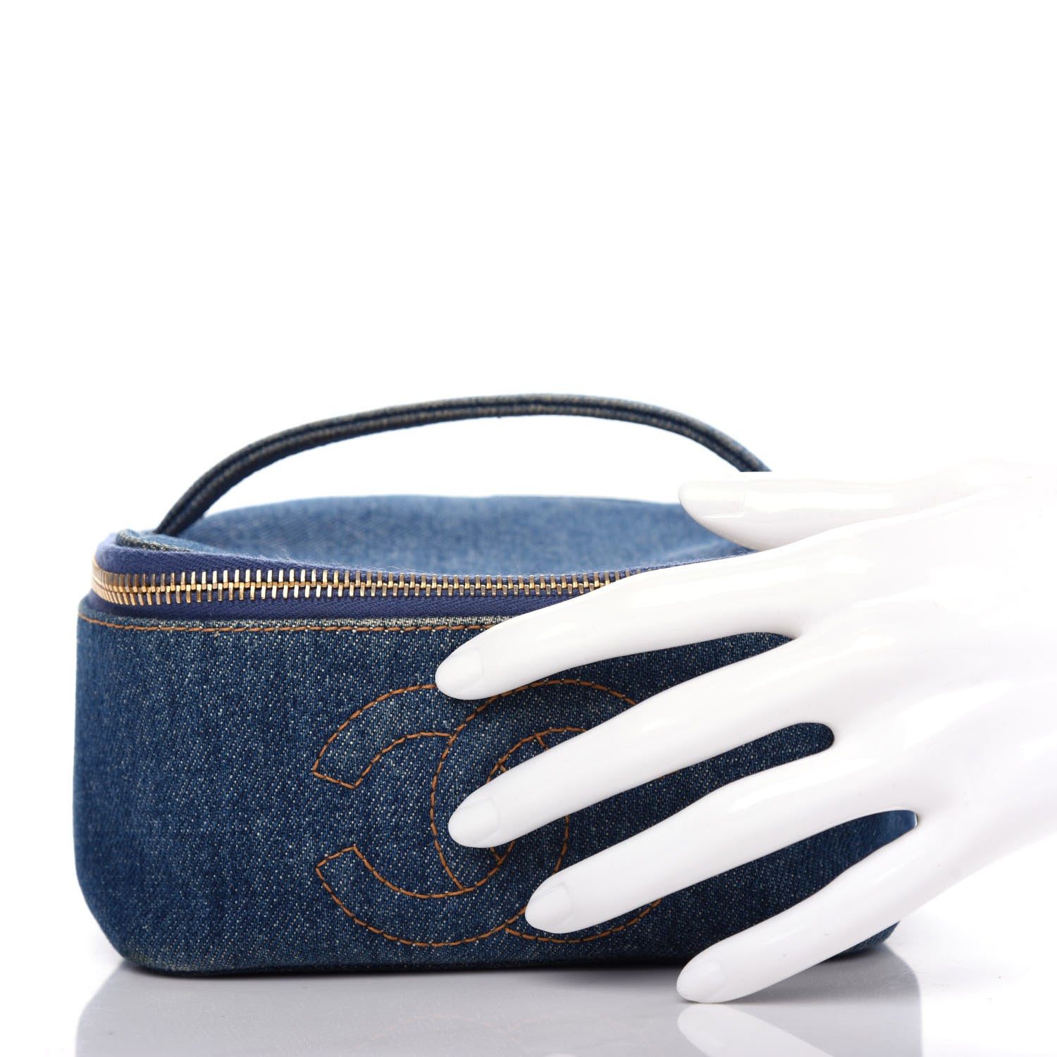 Chanel Denim Vanity Cosmetic Case Blue 2 of 7