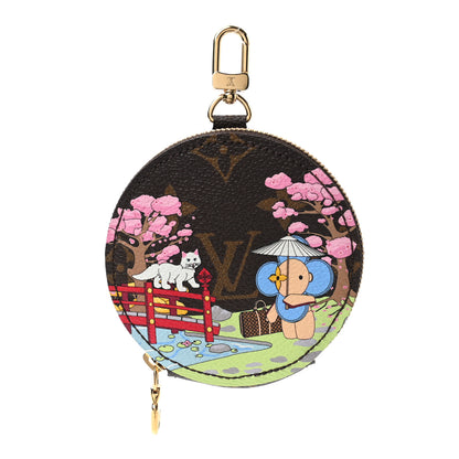 Louis Vuitton Monogram 2021 Christmas Animation Japanese Garden Round Coin Purse Wisteria Pink 1 of 4