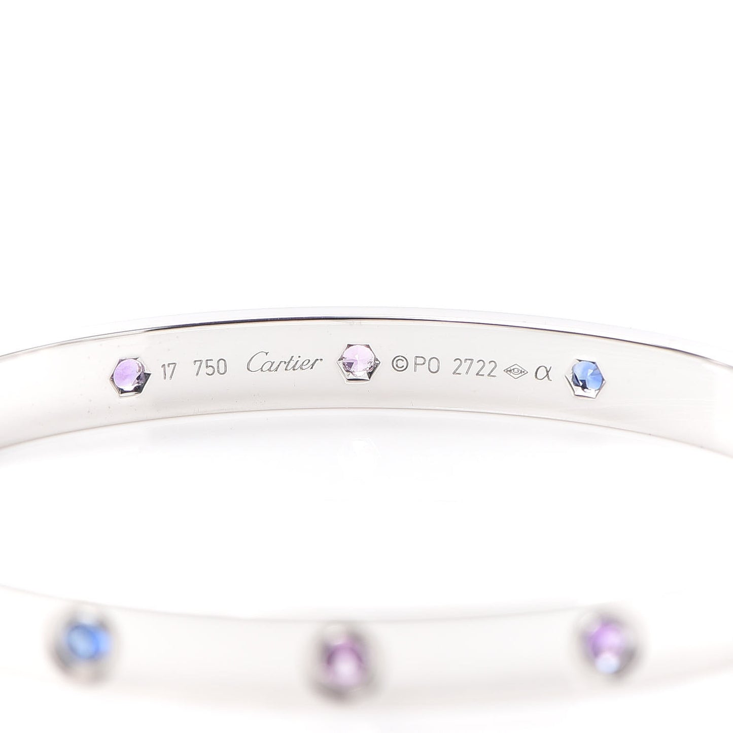 18K White Gold Aquamarine Sapphire Spinel Amethyst LOVE Bracelet 17