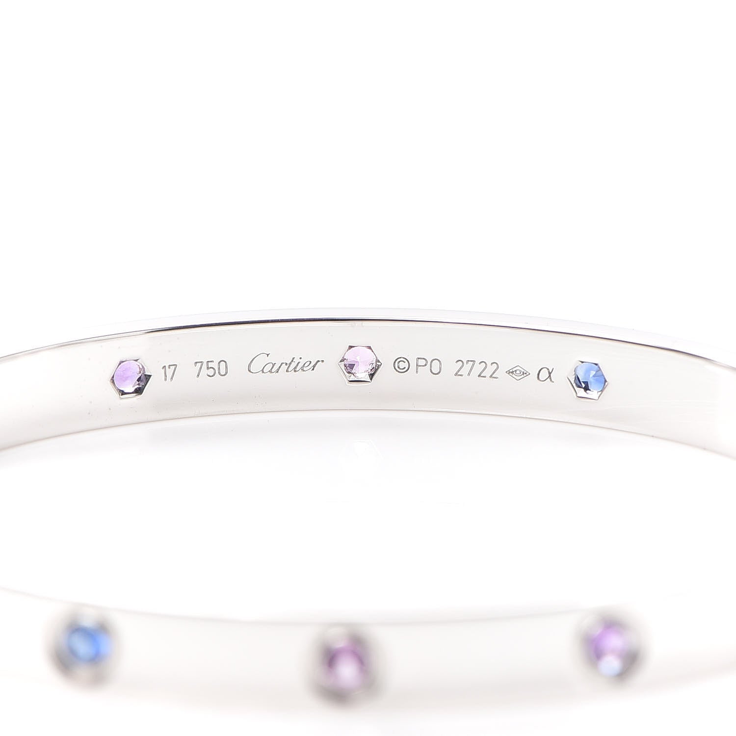Cartier 18K White Gold Aquamarine Sapphire Spinel Amethyst LOVE Bracelet 17 4 of 5