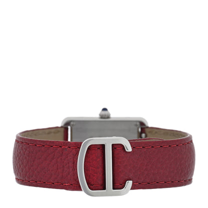 Cartier Stainless Steel Calfskin 24mm Tank Solo Quartz Watch Burgundy 3 of 4