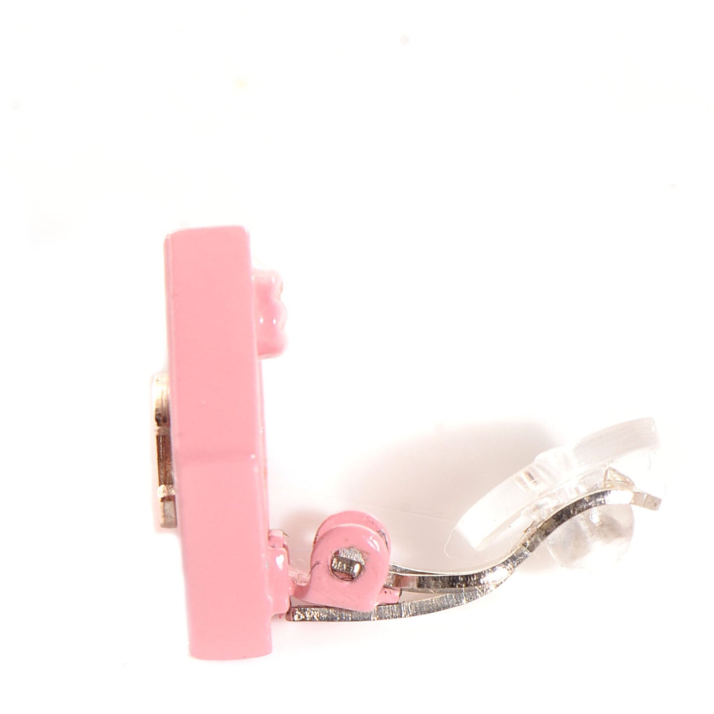 Square CC Clip On Earrings Pink