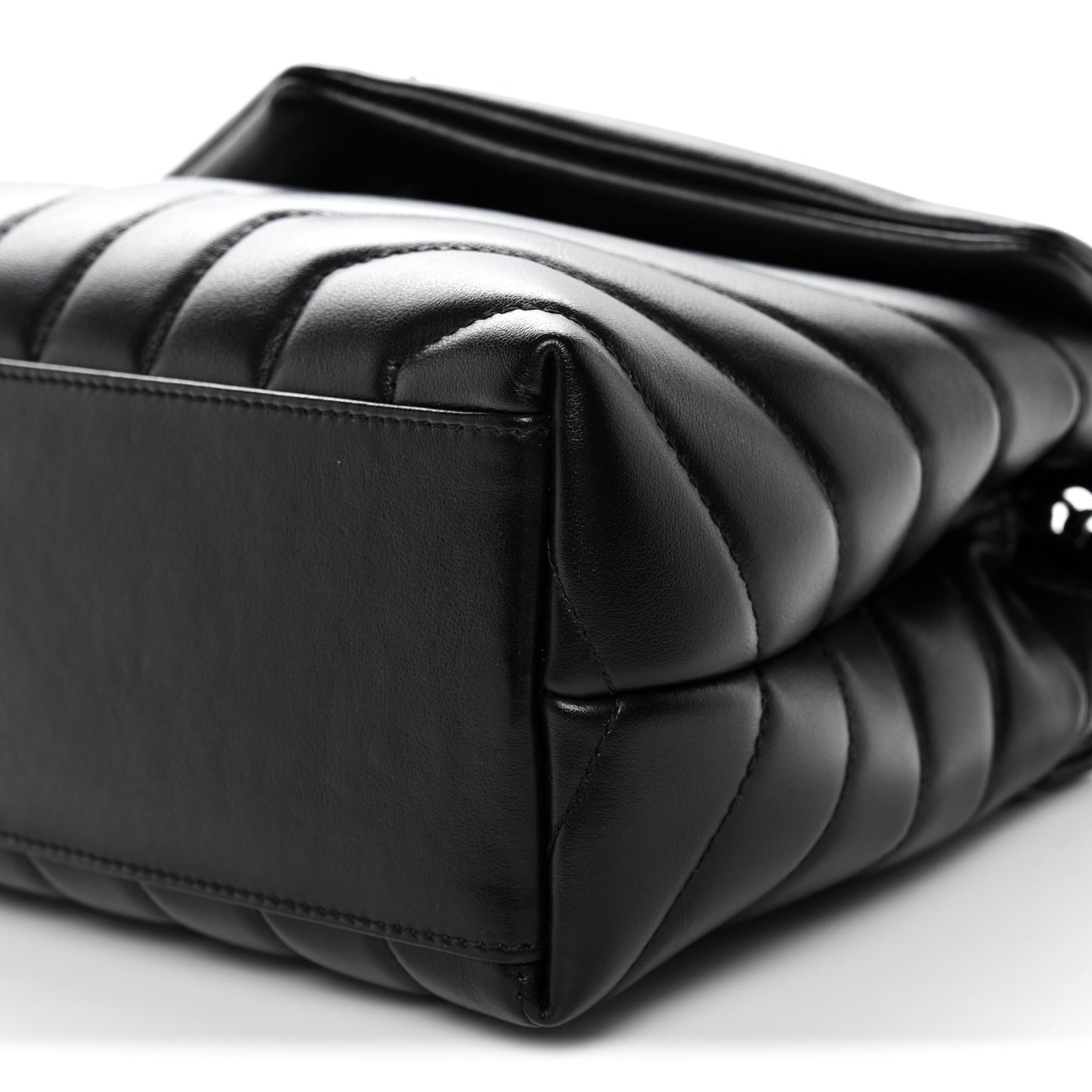 Calfskin Y Quilted Monogram Monochrome Small Loulou Chain Satchel Black Black