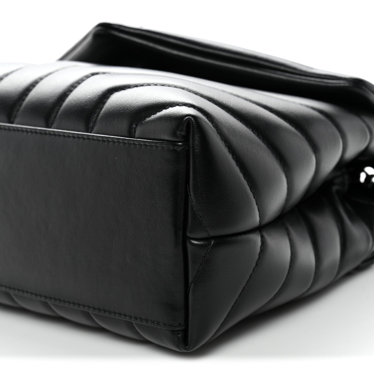 Saint Laurent Calfskin Y Quilted Monogram Monochrome Small Loulou Chain Satchel Black Black 10 of 10