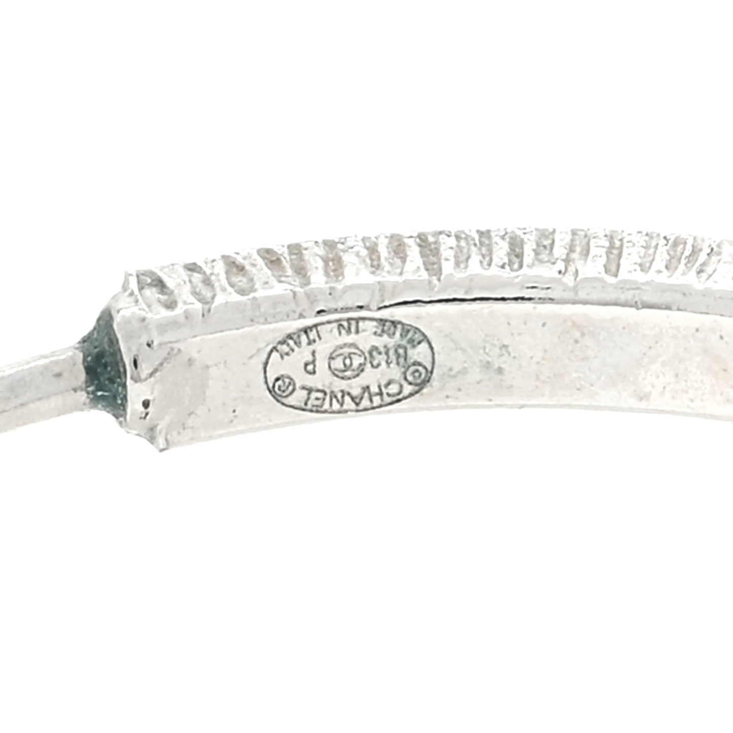 Baguette Crystal CC Hoop Earrings Silver
