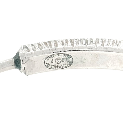 Chanel Baguette Crystal CC Hoop Earrings Silver 4 of 4