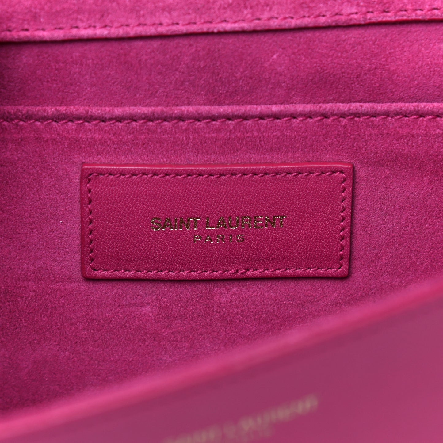 Calfskin Classic Y Ligne Clutch Fuchsia