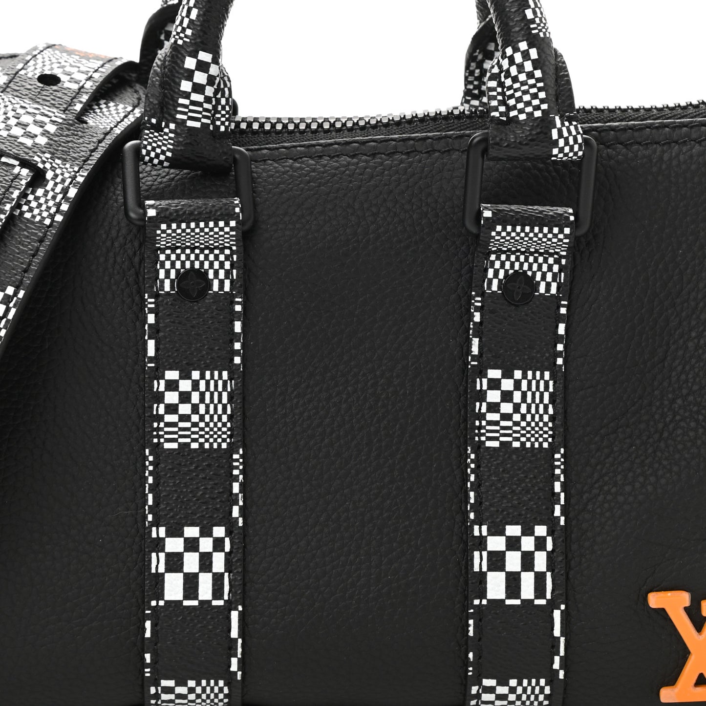 Calfskin Damier Distorted Keepall XS Black