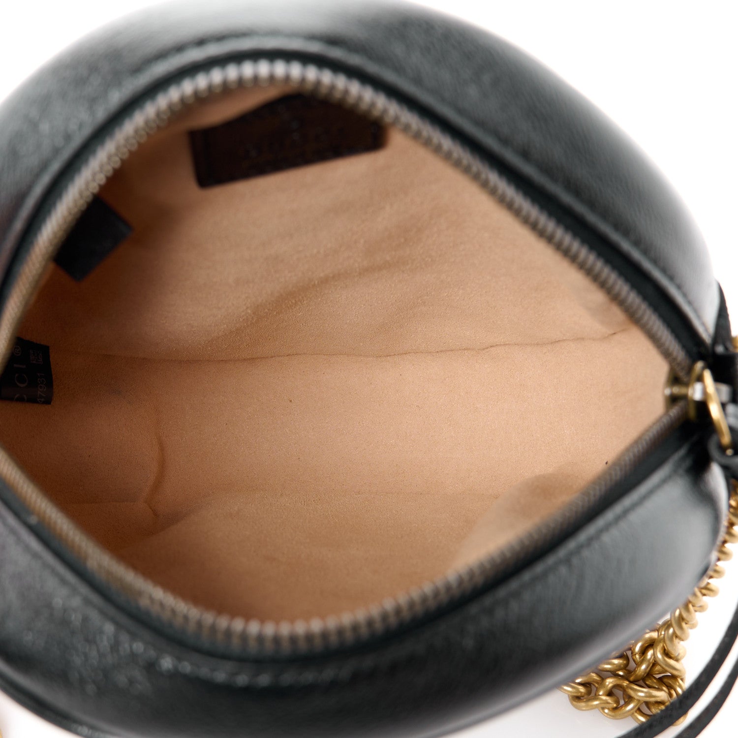 Gucci Azalea Calfskin Matelasse Heart Mini GG Marmont Round Shoulder Bag Black 5 of 12
