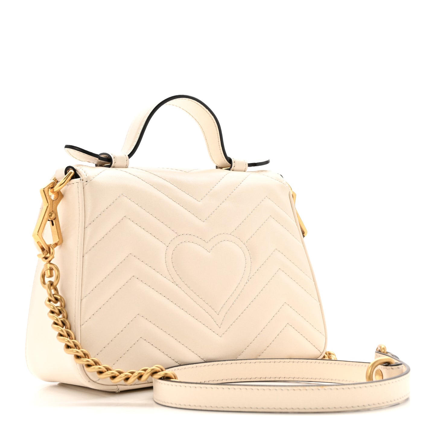 Calfskin Matelasse Mini GG Marmont Top Handle Shoulder Bag White