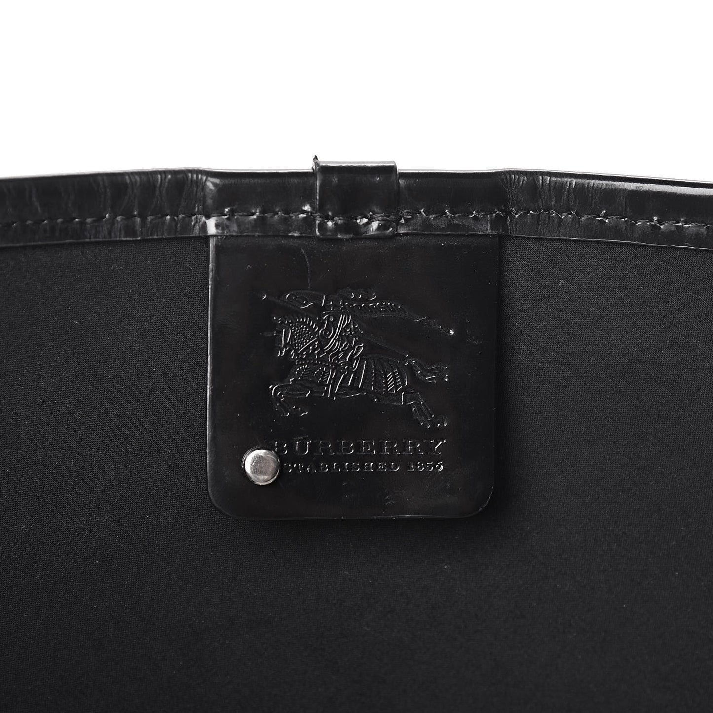 Patent Supernova Check Small Stanton Tote Black