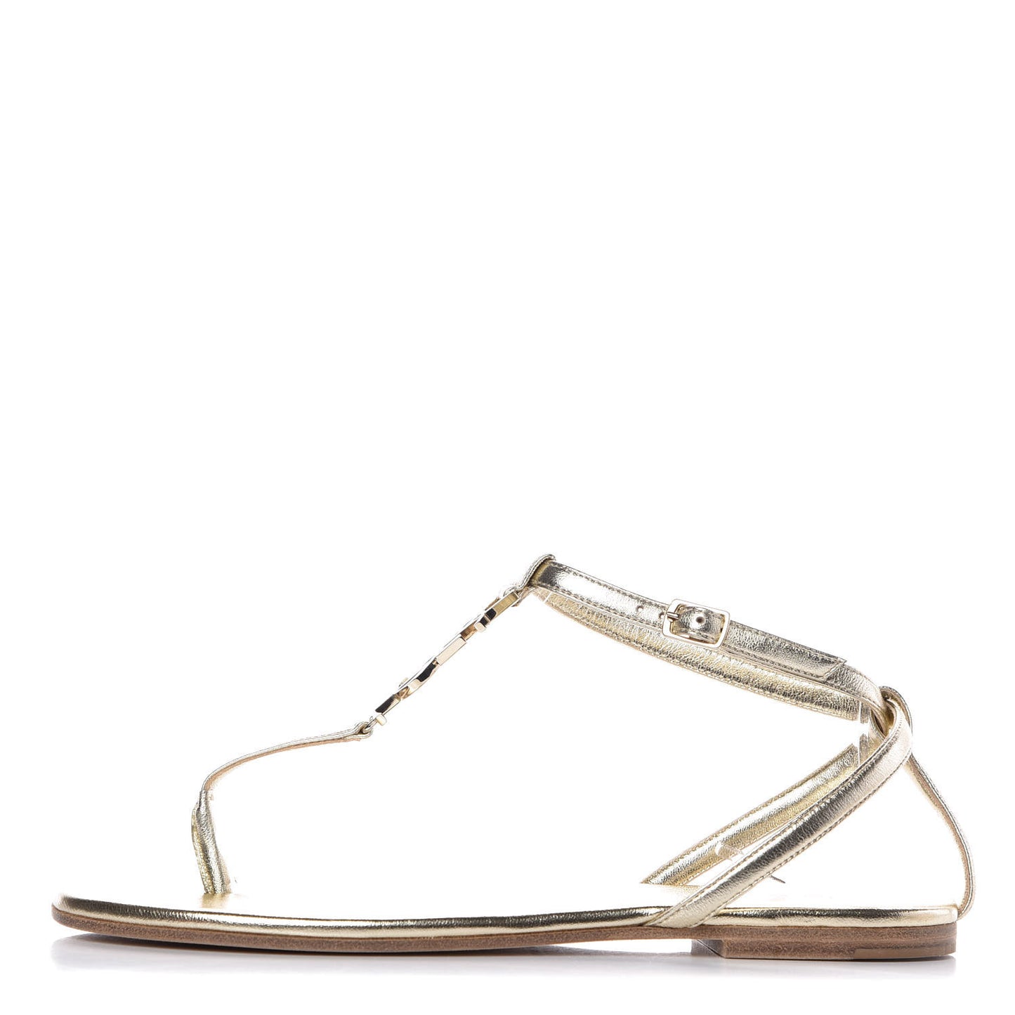 Metallic Lambskin Nu Pieds 05 Thong Sandals 35.5 Platino