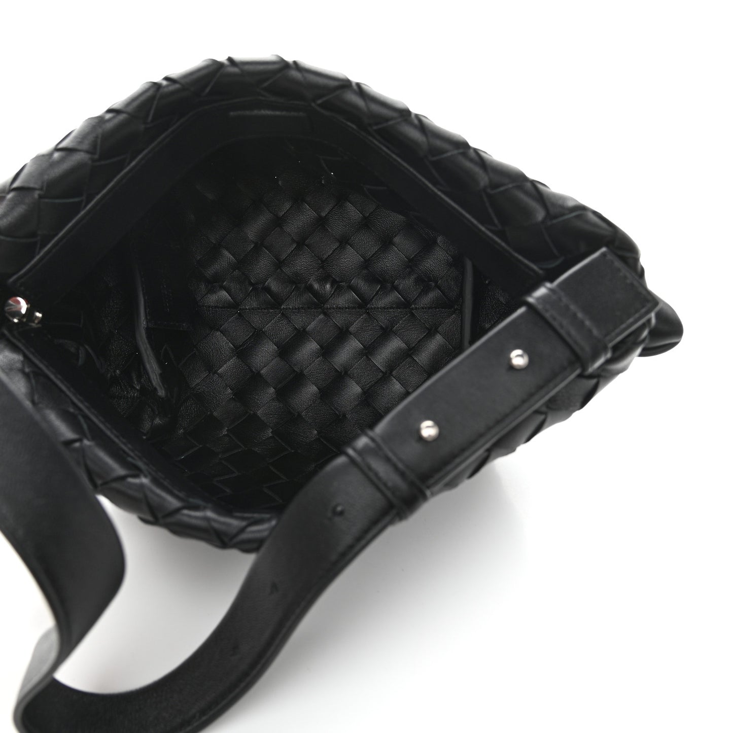 Nappa Intrecciato Tie Shoulder Bag Black