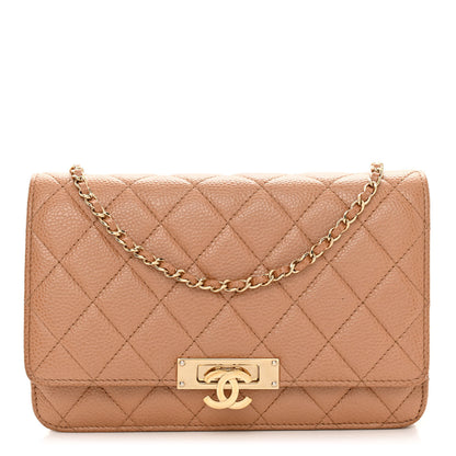 Chanel Caviar Quilted Golden Class Wallet On Chain WOC Beige 1 of 12