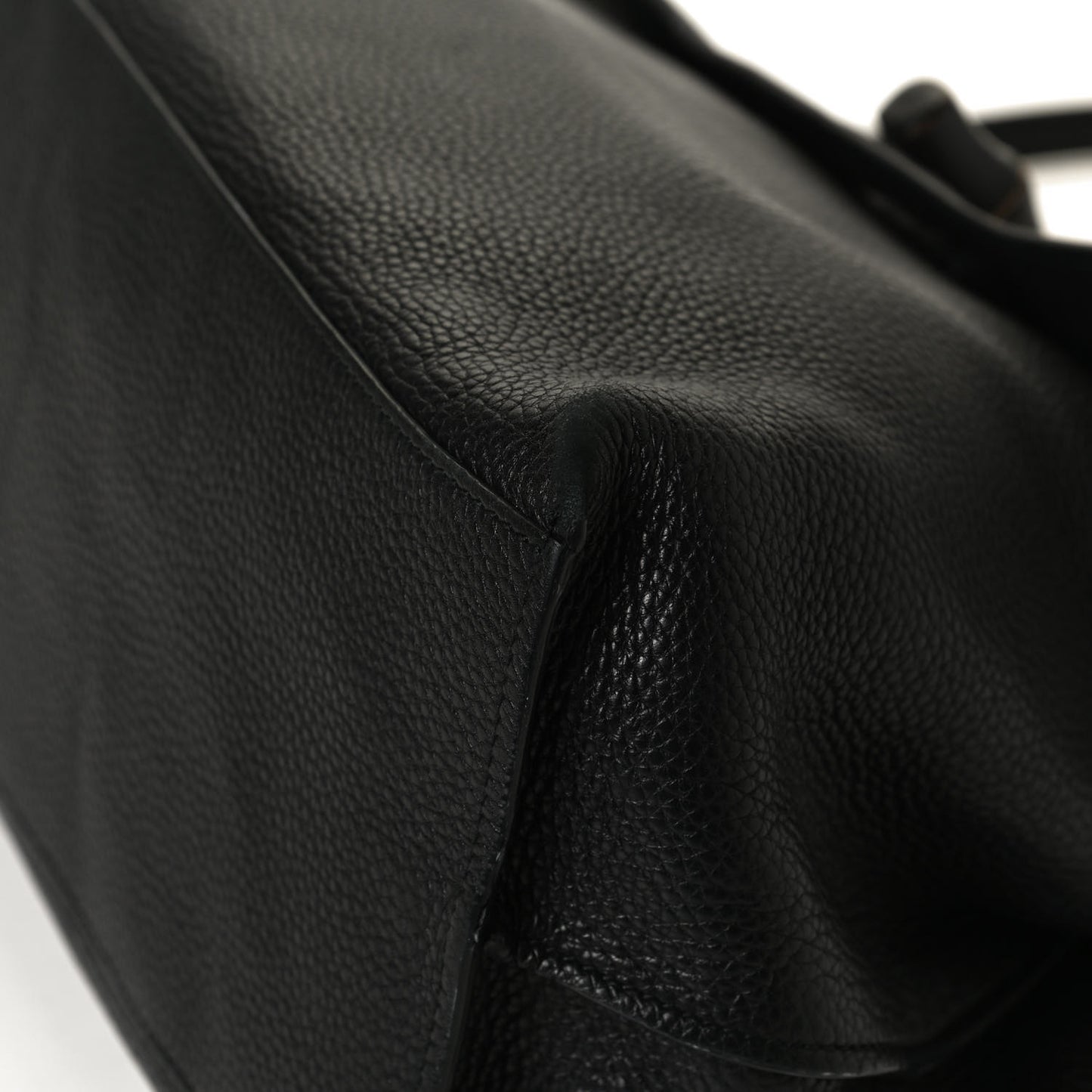 Pebbled Calfskin Large Bamboo Daily Top Handle Bag Black