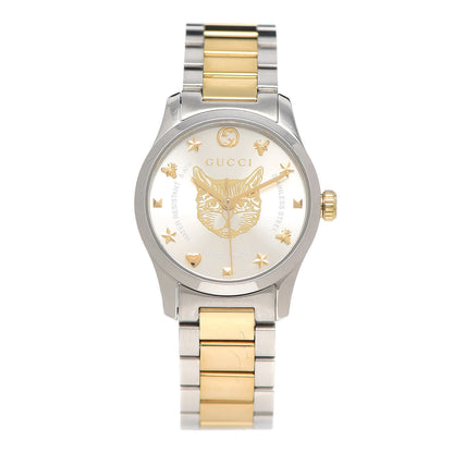 Gucci Stainless Steel 27mm G-Timeless Two Tone Cat Quartz Watch 1 of 6
