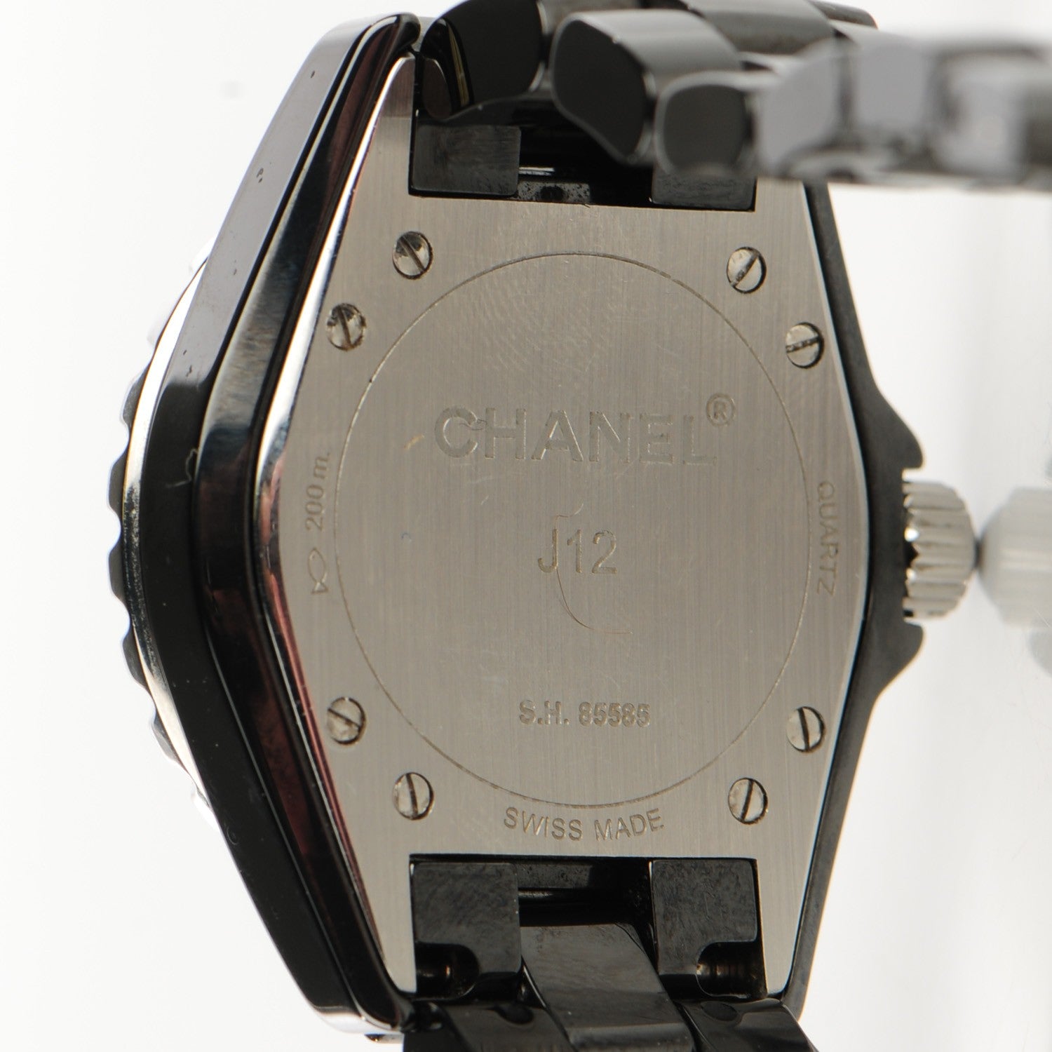 Chanel Stainless Steel Ceramic Diamond 33mm J12 Quartz Watch Black 6 of 7