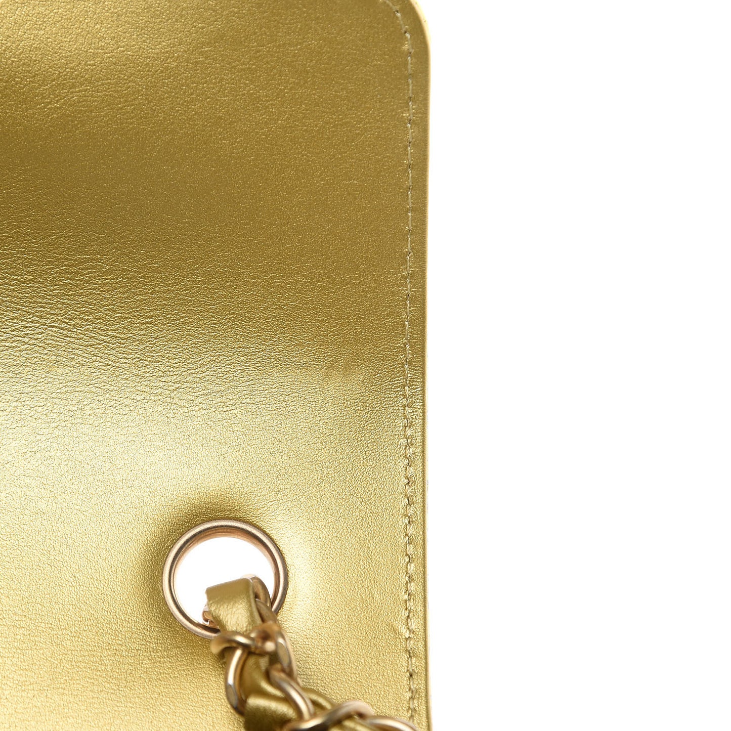 Metallic Calfskin Crocodile Embossed Cocodile Rectangular Mini Flap Gold