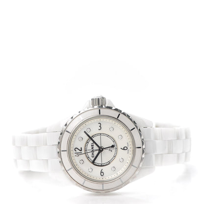 Chanel Stainless Steel Ceramic Diamond Mother of Pearl 29mm J12 Quartz Watch White 2 of 5