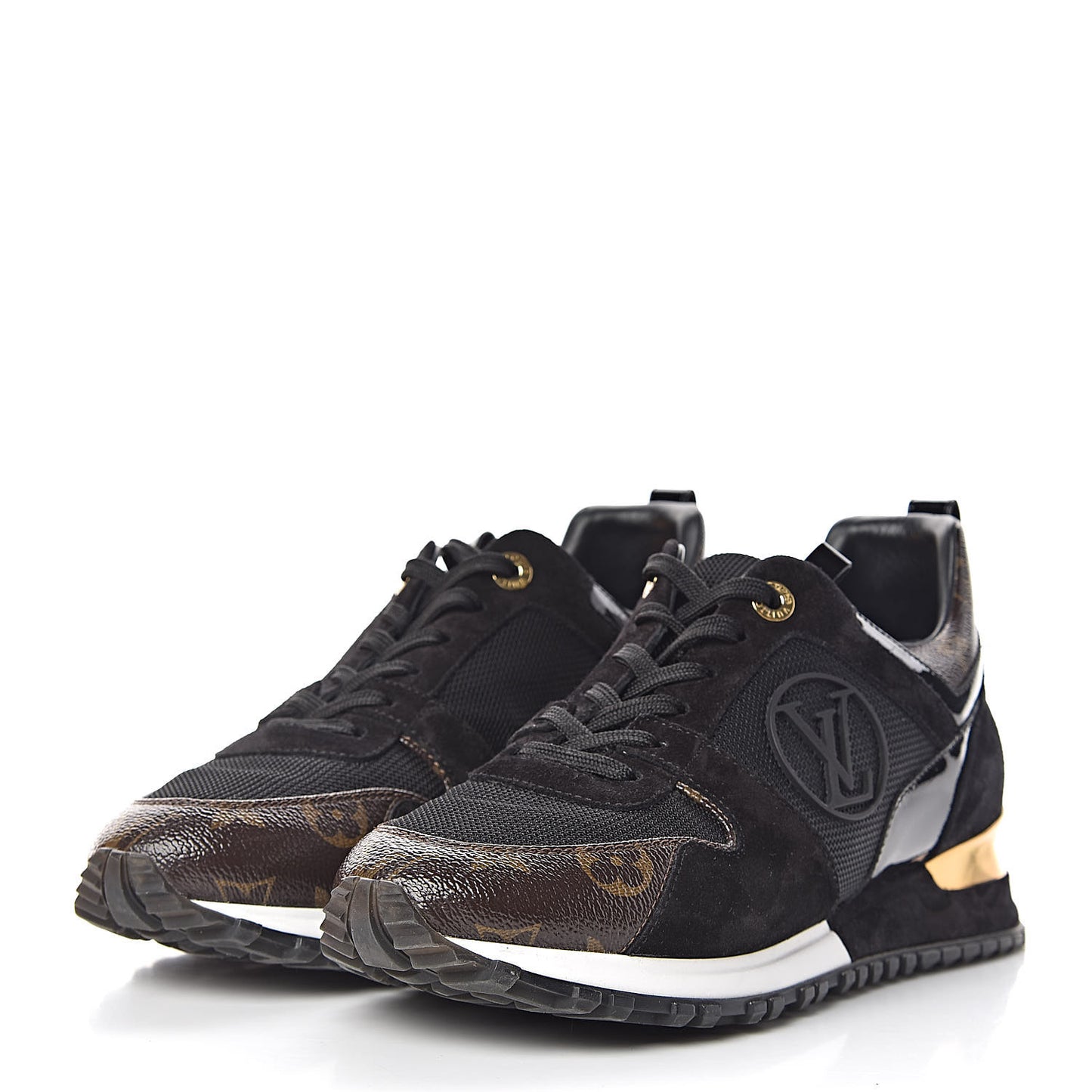 Suede Monogram Run Away Sneakers 39 Black