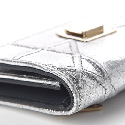 Christian Dior Ceramic Effect Deerskin Cannage Diorama Elancee Wallet Silver 10 of 12