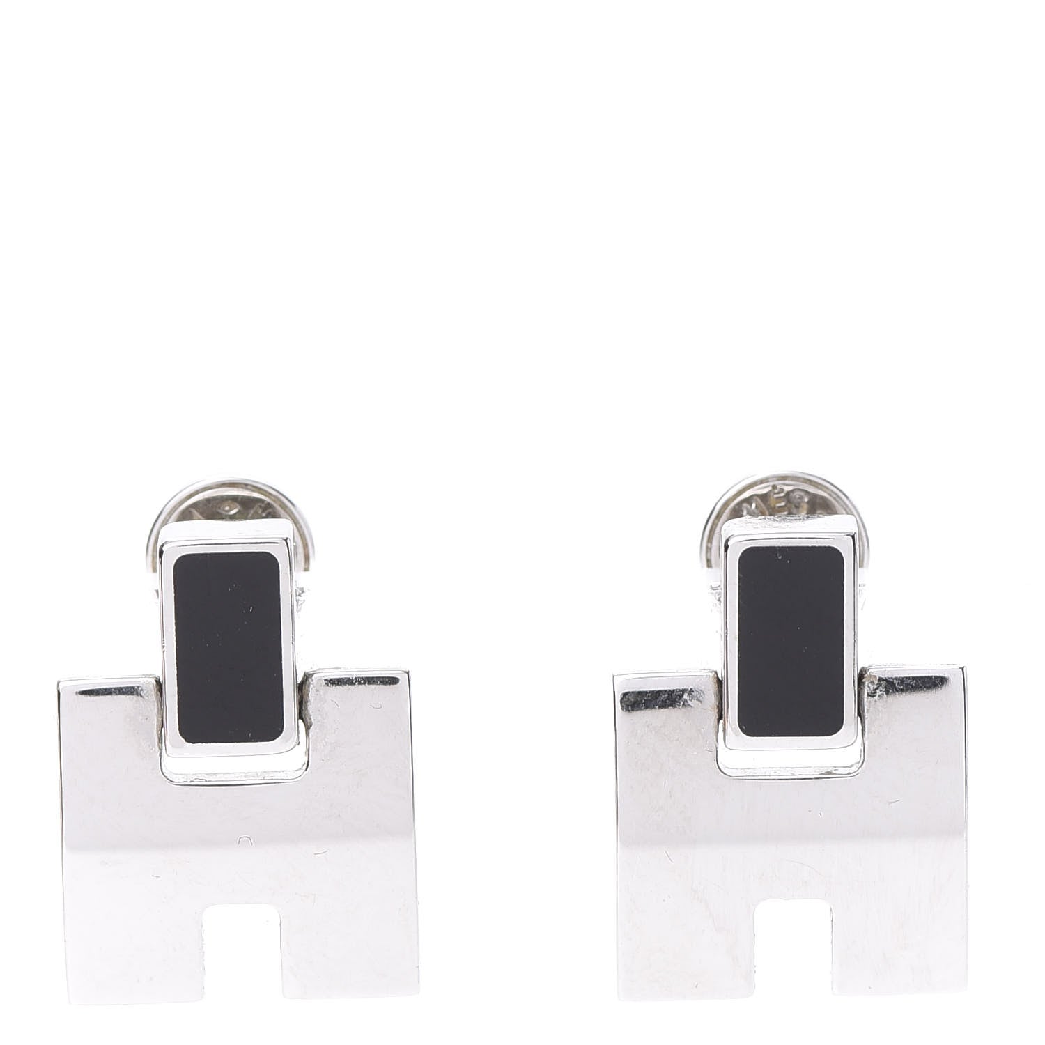 Hermes Palladium Lacquer Eileen Earrings Black 1 of 5