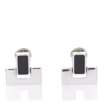 Hermes Palladium Lacquer Eileen Earrings Black 1 of 5