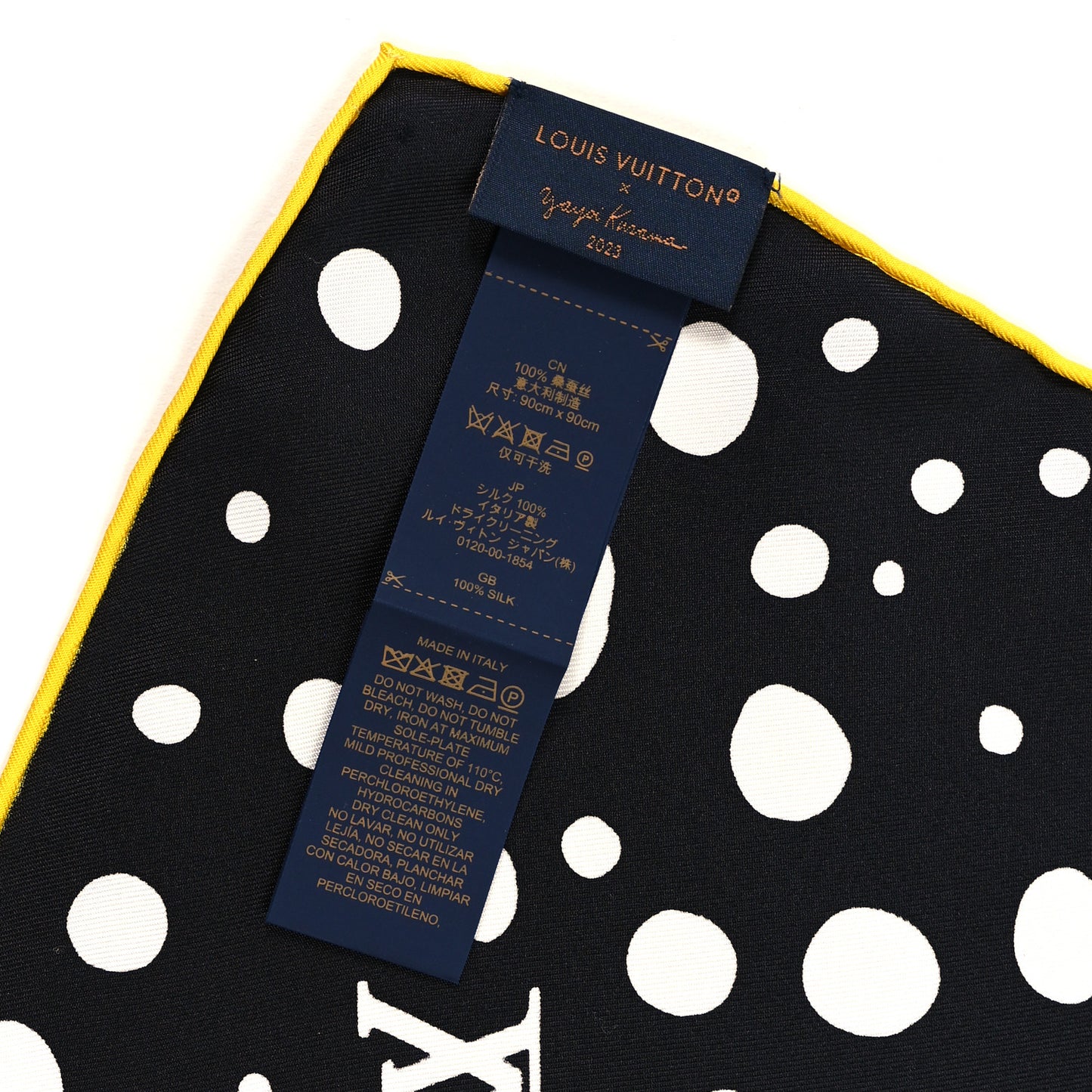 LV x YK Kusama Infinity Dots Scarf Black Yellow