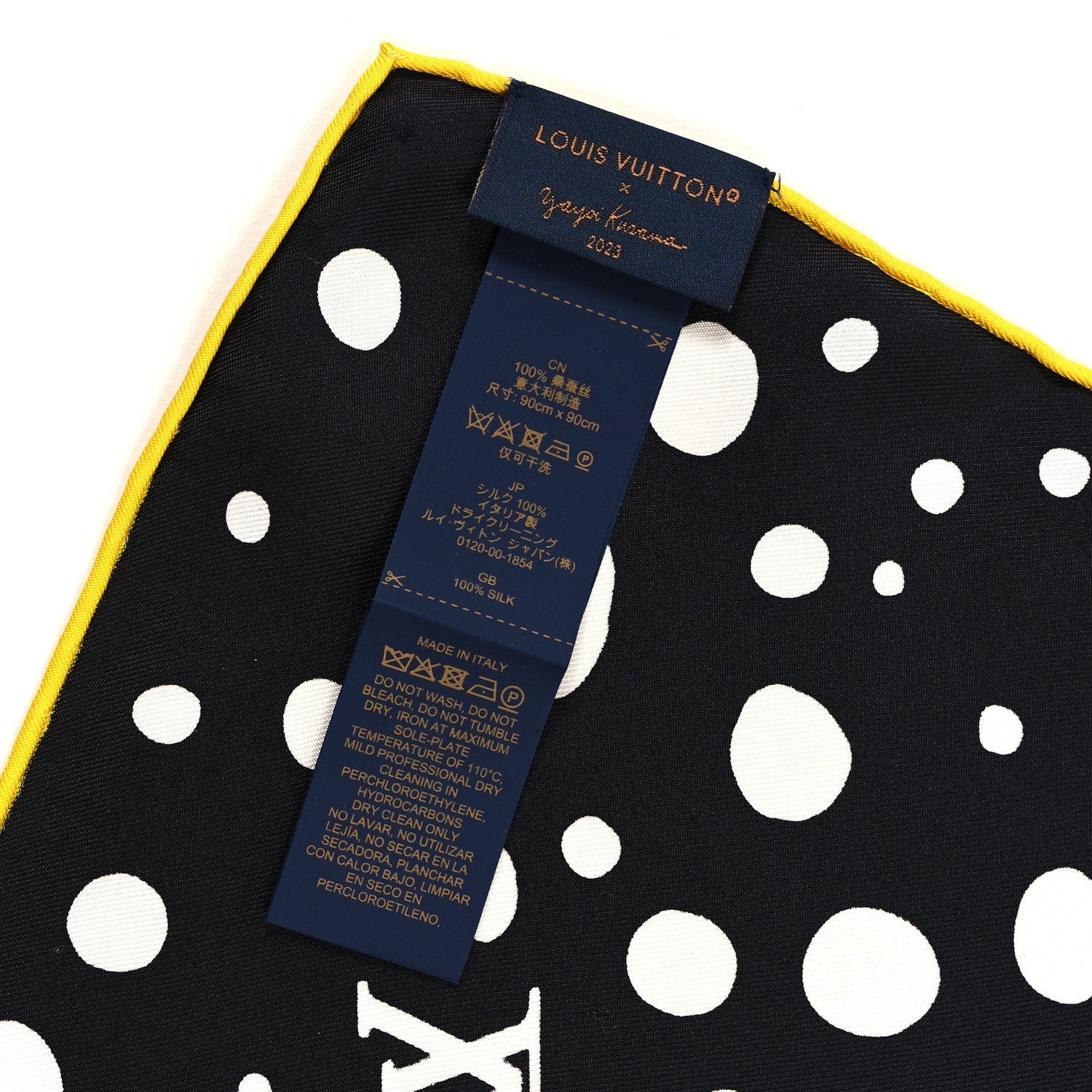 Louis Vuitton LV x YK Kusama Infinity Dots Scarf Black Yellow 3 of 3