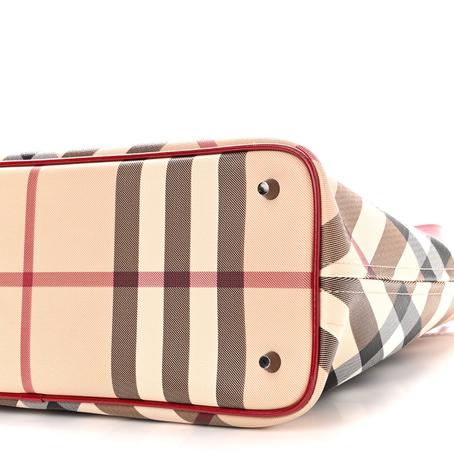 Burberry Nova Check Patent Trim Shopper Tote Red 9 of 10