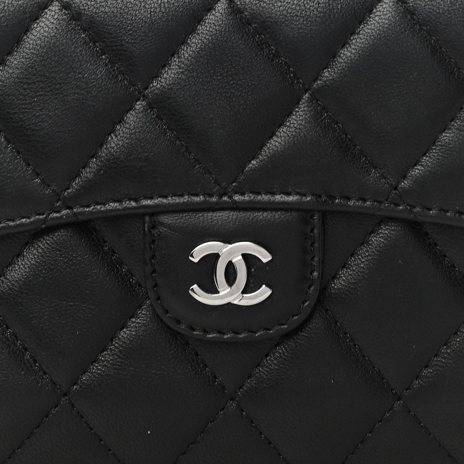 Chanel Lambskin Quilted Compact Flap Wallet Black 9 of 13