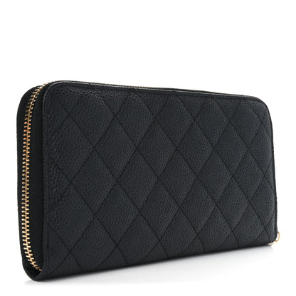 Chanel Caviar Quilted Large Gusset Zip Around Wallet Black 3 of 11
