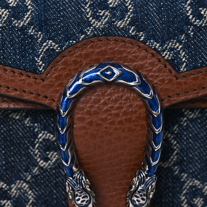 Gucci New Denim GG Monogram Dollar Calfskin Enamel Super Mini Dionysus Shoulder Bag Blue Tea Cuir Epilog Electric Blue 7 of 9