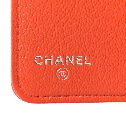 Chanel Shiny Goatskin Diamond Stitched Yen Wallet Pink Orange 6 of 8