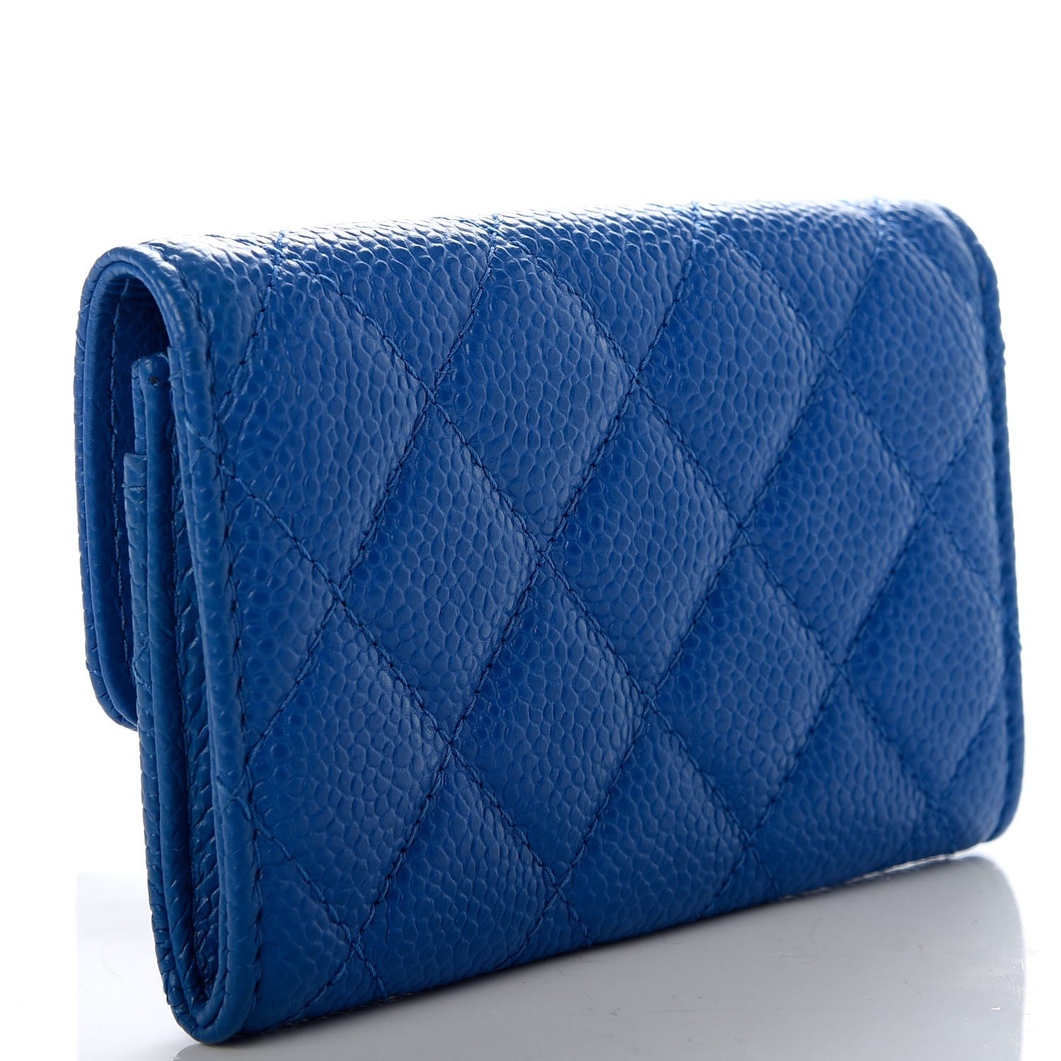 Chanel Caviar Quilted Flap Card Holder Wallet Blue 3 of 9