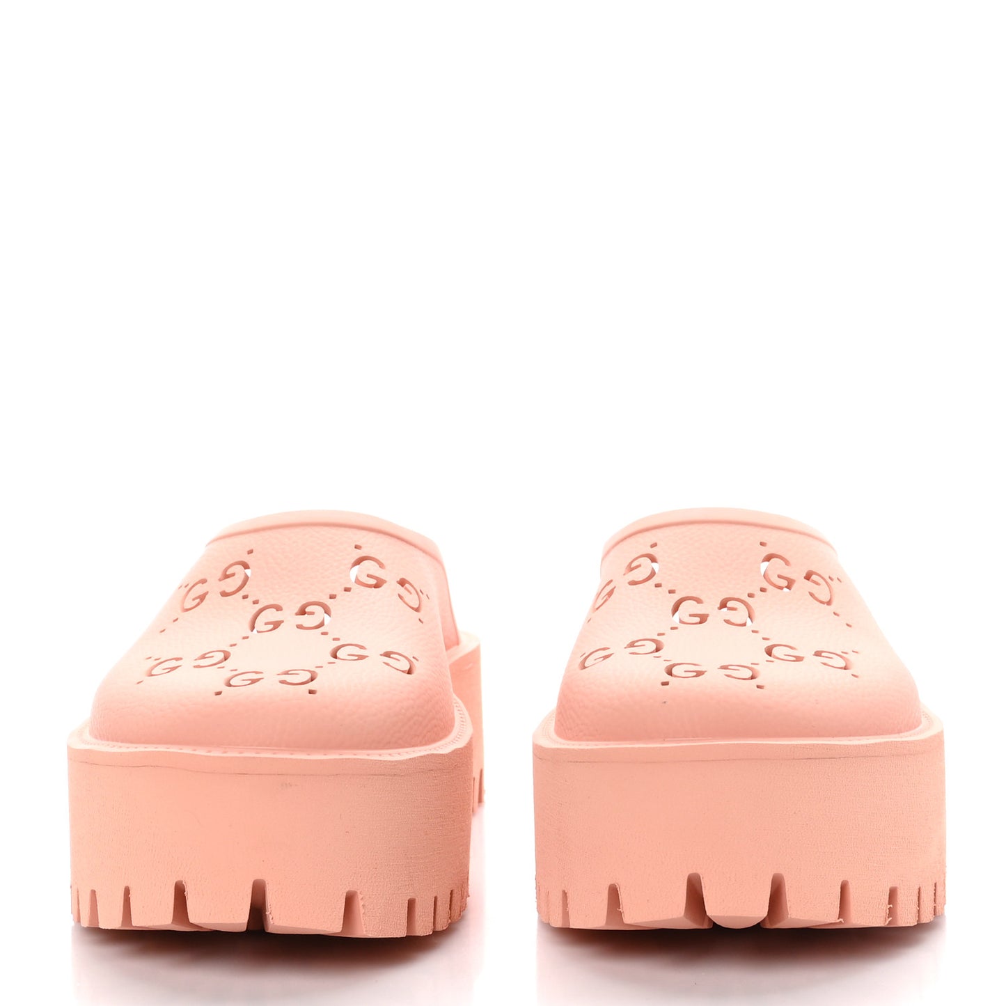 Rubber GG Monogram Perforated Elea Platform 55mm Lug Sole Sandals 40 Peachy Chic